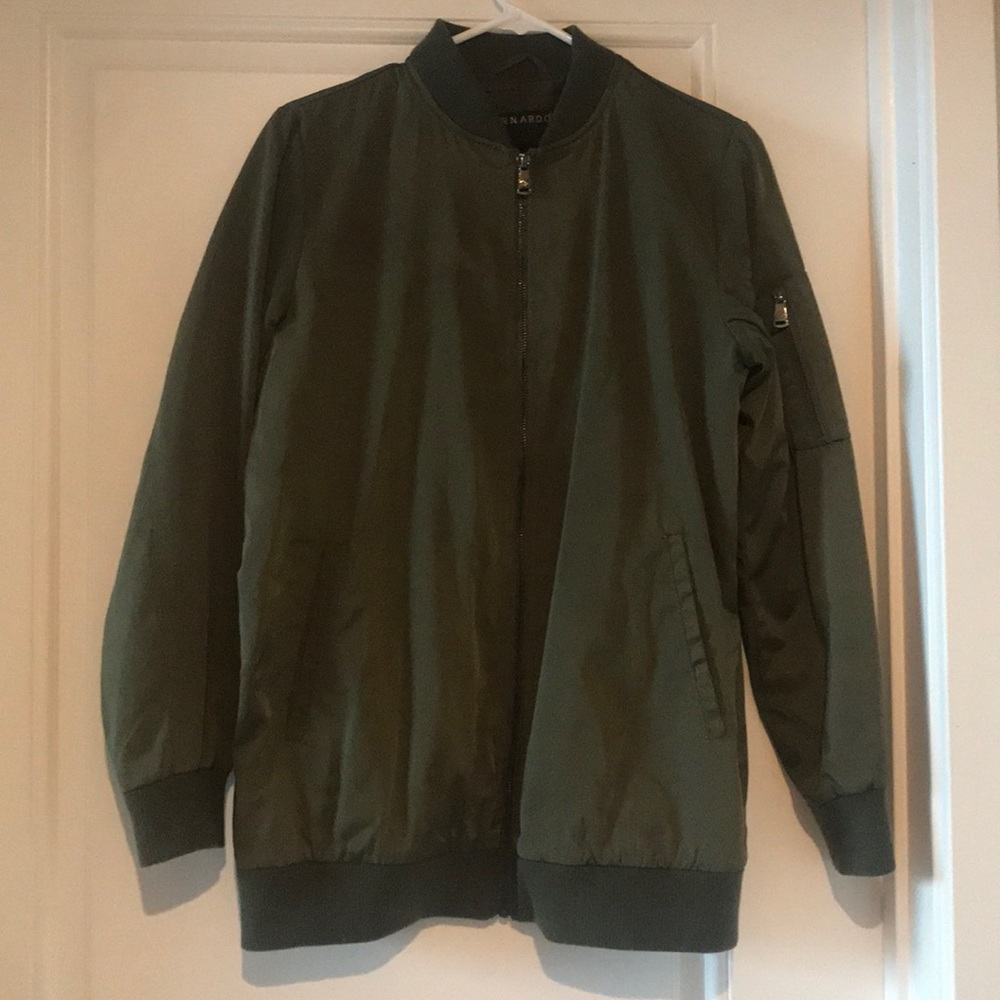 Green long bomber jacket